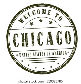 rubber stamp with text "welcome to Chicago, United States of America" on white, vector illustration