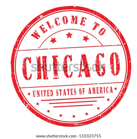 rubber stamp with text "welcome to Chicago, United States of America" on white, vector illustration