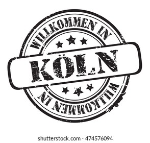 rubber stamp with text "welcome to Cologne"(in German) on white, vector illustration