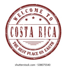 rubber stamp with text "welcome to Costa Rica, the best place on Earth" on white, vector illustration