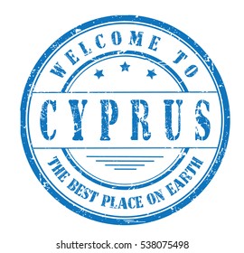 rubber stamp with text "welcome to Cyprus, the best place on Earth" on white, vector illustration