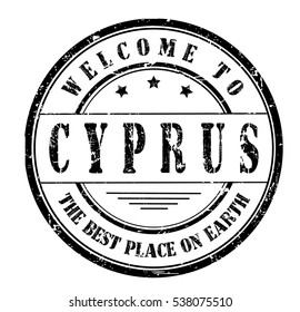 rubber stamp with text "welcome to Cyprus, the best place on Earth" on white, vector illustration