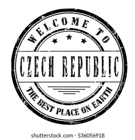 Rubber stamp with text. WELCOME TO CZECH REPUBLIC, THE BEST PLACE ON EARTH. on white, vector illustration