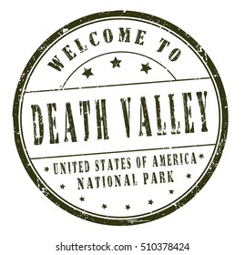 rubber stamp with text "welcome to Death Valley, United States of America, National Park" on white, vector illustration