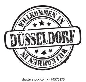 rubber stamp with text "welcome to Dusseldorf"(in German) on white, vector illustration