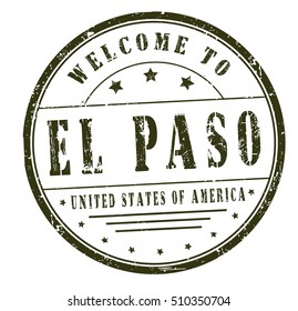 rubber stamp with text "welcome to El Paso, United States of America" on white, vector illustration