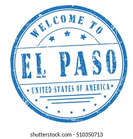 rubber stamp with text "welcome to El Paso, United States of America" on white, vector illustration