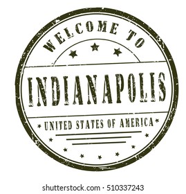 rubber stamp with text "welcome to Indianapolis, United States of America" on white, vector illustration