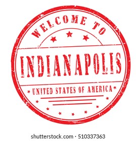 rubber stamp with text "welcome to Indianapolis, United States of America" on white, vector illustration