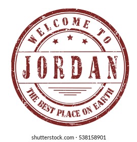 rubber stamp with text "welcome to Jordan, the best place on Earth" on white, vector illustration