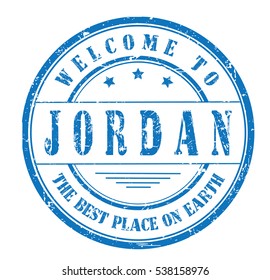 rubber stamp with text "welcome to Jordan, the best place on Earth" on white, vector illustration