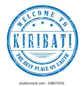 rubber stamp with text "welcome to Kiribati, the best place on Earth" on white, vector illustration