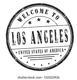 rubber stamp with text "welcome to Los Angeles, United States of America" on white, vector illustration