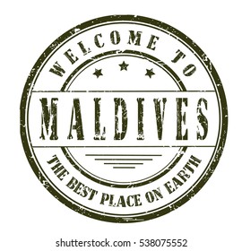rubber stamp with text "welcome to Maldives, the best place on Earth" on white, vector illustration