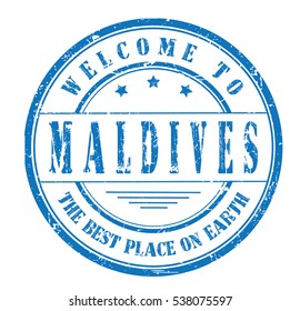 rubber stamp with text "welcome to Maldives, the best place on Earth" on white, vector illustration