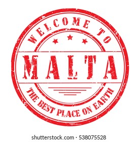 rubber stamp with text "welcome to Malta, the best place on Earth" on white, vector illustration