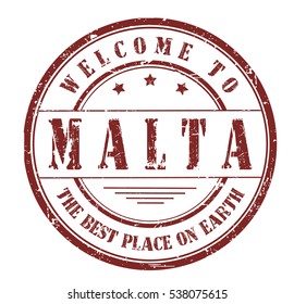 rubber stamp with text "welcome to Malta, the best place on Earth" on white, vector illustration