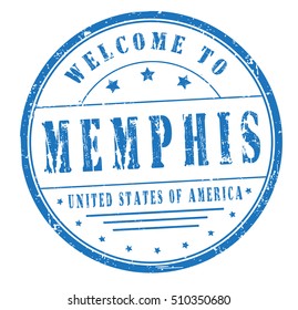 rubber stamp with text "welcome to Memphis, United States of America" on white, vector illustration