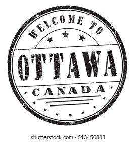 rubber stamp with text "welcome to Ottawa, Canada" on white, vector illustration