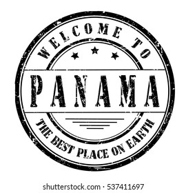 Rubber stamp with text. WELCOME TO PANAMA, THE BEST PLACE ON EARTH. on white, vector illustration