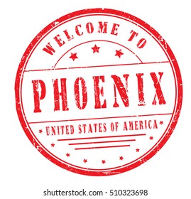rubber stamp with text "welcome to Phoenix, United States of America" on white, vector illustration