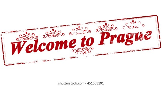 Rubber stamp with text welcome to Prague inside, vector illustration
