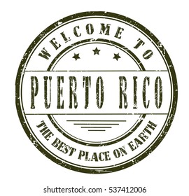 rubber stamp with text "welcome to Puerto Rico, the best place on Earth" on white, vector illustration