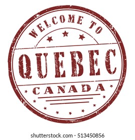 rubber stamp with text "welcome to Quebec, Canada" on white, vector illustration