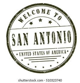 rubber stamp with text "welcome to San Antonio, United States of America" on white, vector illustration