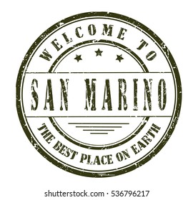 rubber stamp with text "welcome to San Marino, the best place on Earth" on white, vector illustration