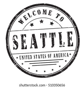 rubber stamp with text "welcome to Seattle, United States of America" on white, vector illustration
