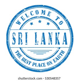 rubber stamp with text "welcome to Sri Lanka, the best place on Earth" on white, vector illustration