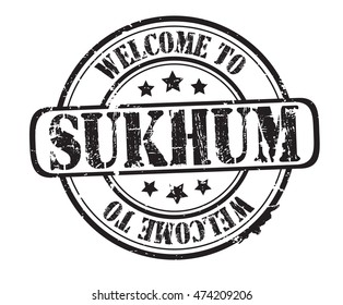 rubber stamp with text "welcome to Sukhum" on white, vector illustration