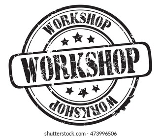 rubber stamp with text "workshop" on white, vector illustration