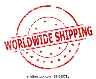 Rubber stamp with text worldwide shipping inside, vector illustration