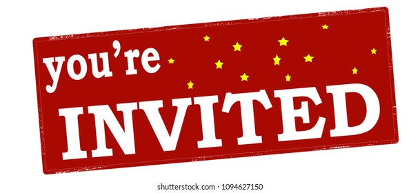 Rubber stamp with text you are invited inside, vector illustration