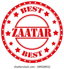 Rubber stamp with text Zaatar(arab mixed herbs, sesame seeds and salt),vector illustration
