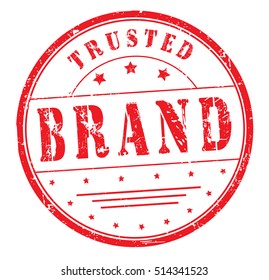 rubber stamp "trusted brand" on white, vector illustration