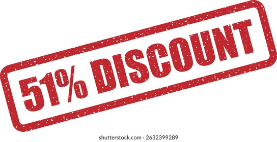 Vector de sello de goma con texto "51% DESCUENTO". Ideal para promociones de temporada, caídas de Precio, Anuncios de ventas en línea o materiales de marketing digital e impreso