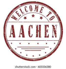 rubber stamp "welcome to Aachen", vector illustration
