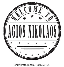 rubber stamp "welcome to Agios Nikolaos", vector illustration