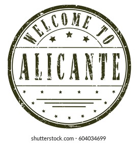 rubber stamp "welcome to Alicante", vector illustration