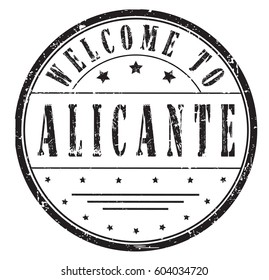 rubber stamp "welcome to Alicante", vector illustration