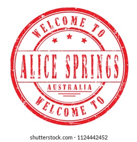 rubber stamp "welcome to Alice Springs, Australia", vector illustration