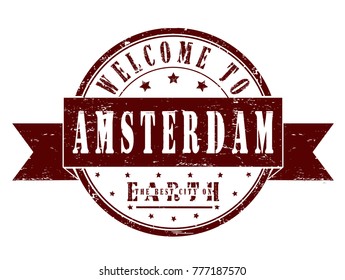 rubber stamp "welcome to Amsterdam", vector illustration