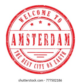 rubber stamp "welcome to Amsterdam", vector illustration