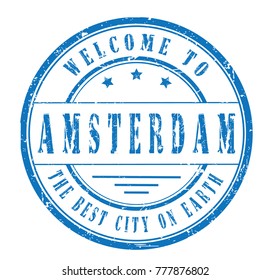 rubber stamp "welcome to Amsterdam", vector illustration
