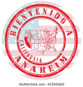 rubber stamp "welcome to Anaheim, California", vector illustration