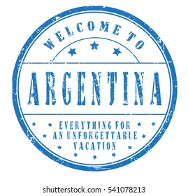 rubber stamp "welcome to Argentina, everything for an unforgettable vacation" on white, vector illustration