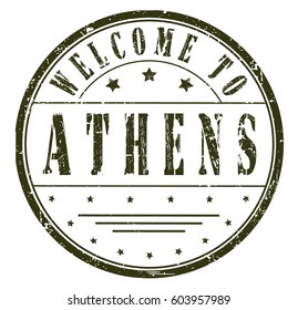 rubber stamp "welcome to Athens", vector illustration